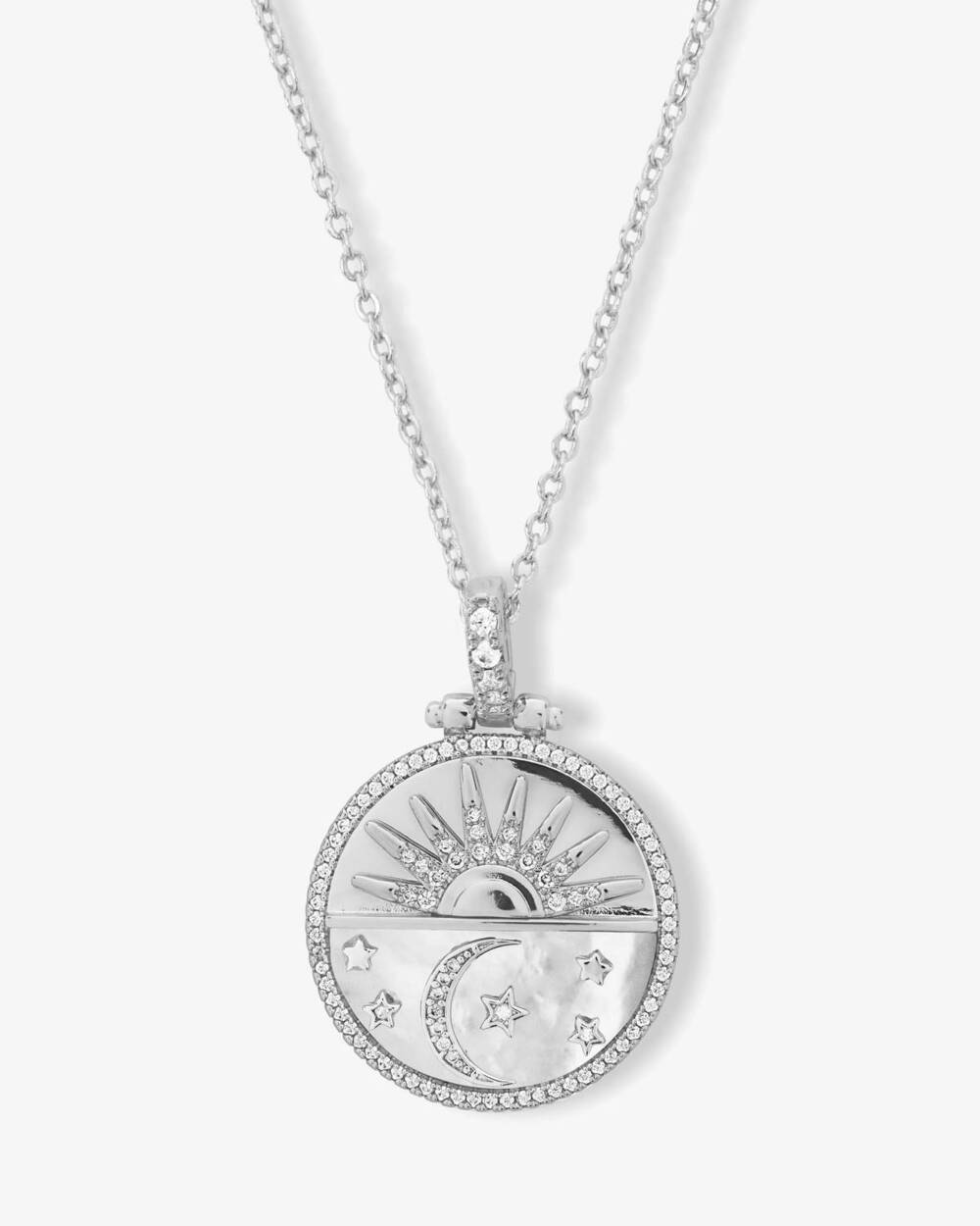 NEW MELINDA MARIA women's new beginnings medallion necklace in silver